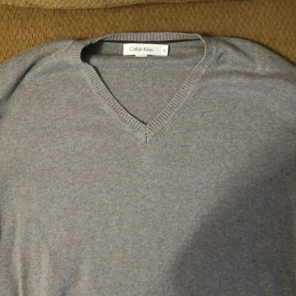 Grey V-neck Calvin Klein sweater